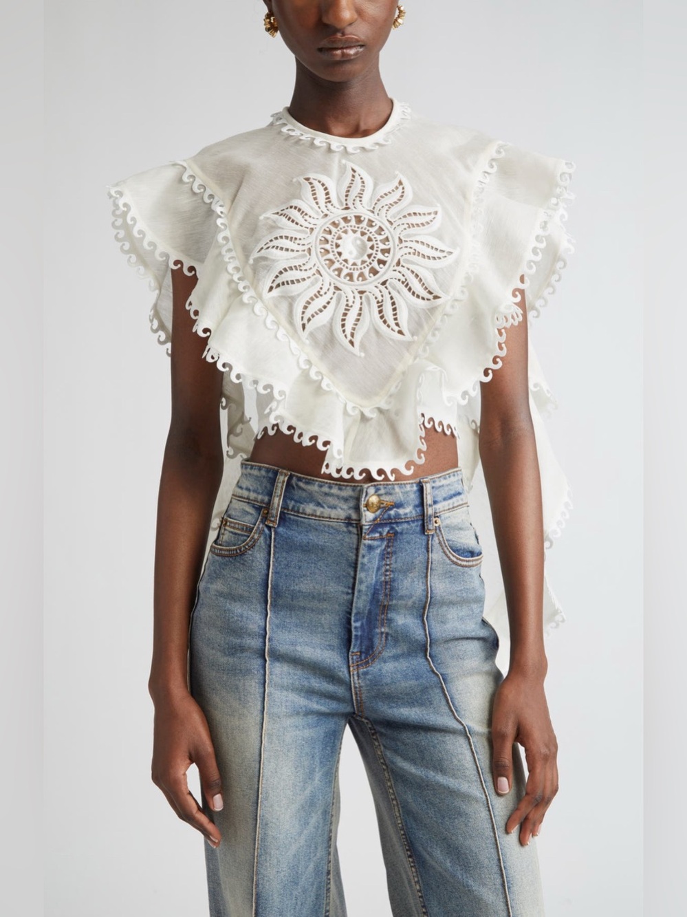 NWT $1,050 Zimmermann Balance Waterfall
Belted High-Low Linen & Silk Top Size M